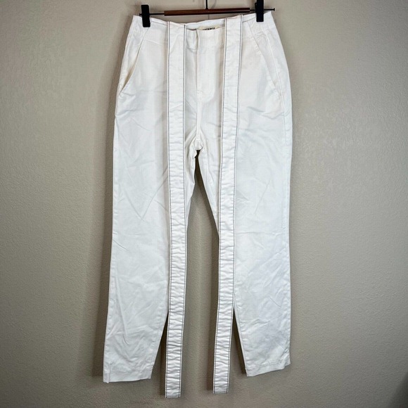 L'AGENCE Pants - L'Agence Womens White‎ Jeans 25 Suspenders Straight High Rise